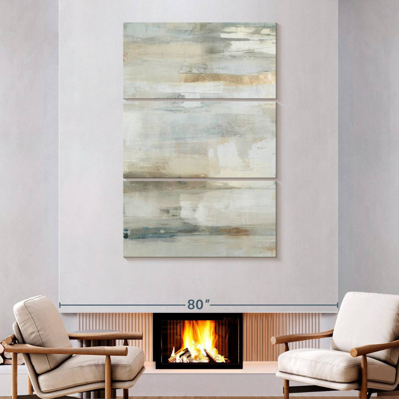 Avery neutre horizontal abstrait I, H 74 po x l 48 po