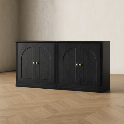 Ensemble de 2 meubles de rangement bas Monos avec portes à charnières, noir