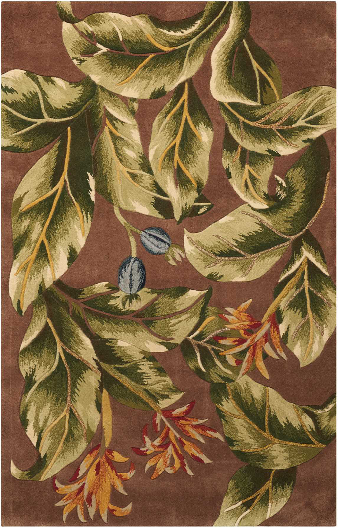 Bayou Breeze Vienna Hand-Tufted Wool Brown/Green Area Rug | Wayfair