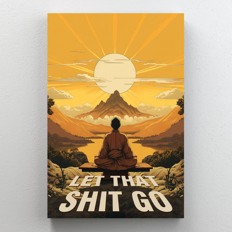 «Garfinkel Yoga Let That Shit Go On», impression sur toile, H 14 po x l 11 po x P 1,25 po