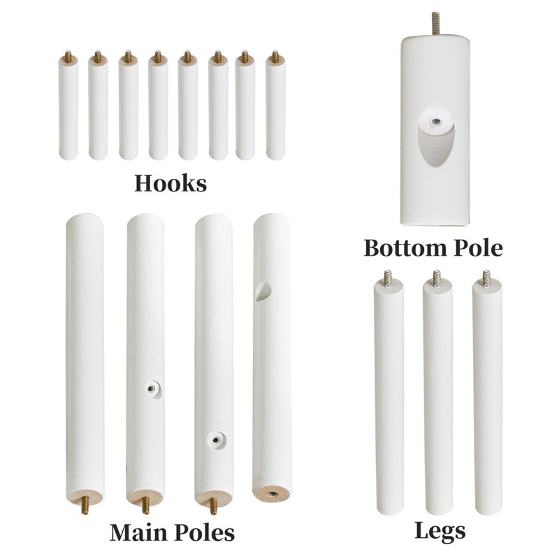 Portemanteau en bois autoportant, Blanc