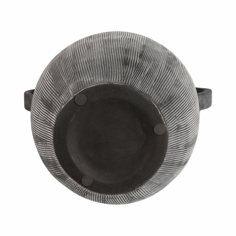 Stoneware Table Vase, Black/Ivory, 15" H x 11" W x 8" D