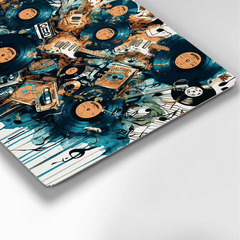 «Music Indie Music Vibes», art mural en métal gris, H 8 po x l 10 po