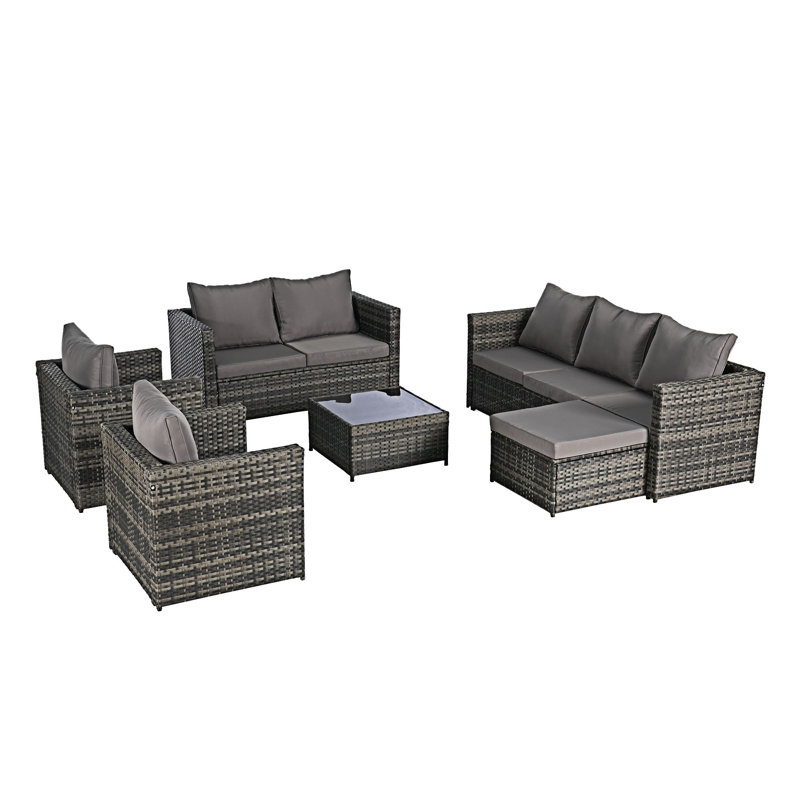 6 Piece Outdoor Conversation Set, Dark Gray