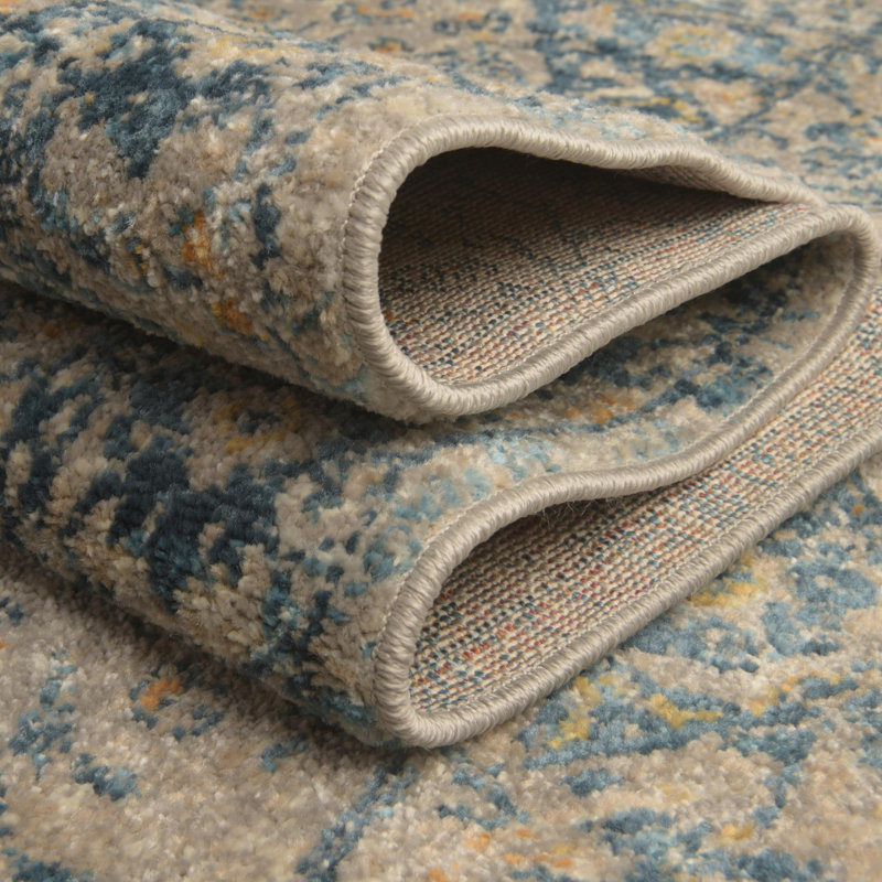 Tapis oriental bleu / rouge / beige Gause, Octogone 7 pi 10 po x 7 pi 10 po, Beige/Blue/Yellow