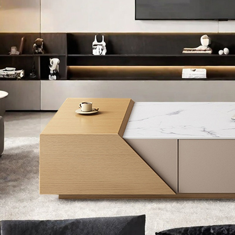 Table basse en bois de style crème sur pied