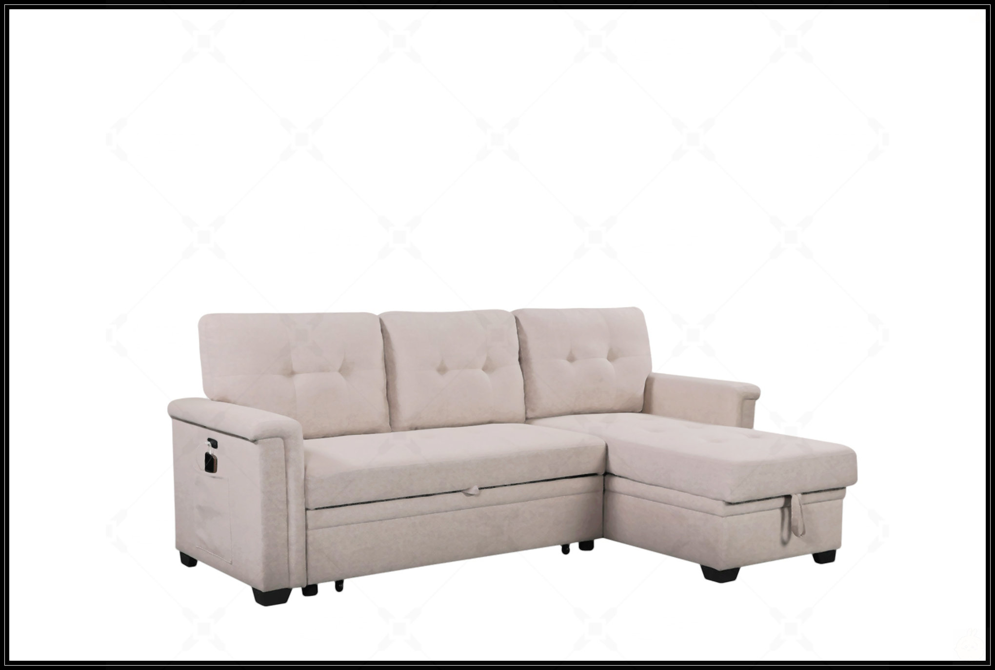 Latitude Run® Aurora 84W Light Gray Reversible Sleeper Sectional Sofa ...