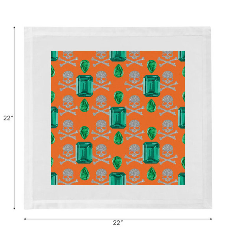 Serviettes de table en satin de coton Gem Emeralds, Orange