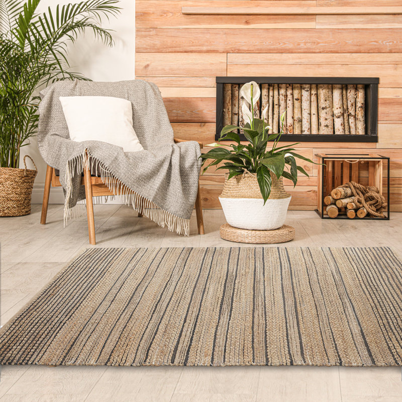 Tapis rayé fait à la main Moris, Rectangle 9 pi x 12 pi