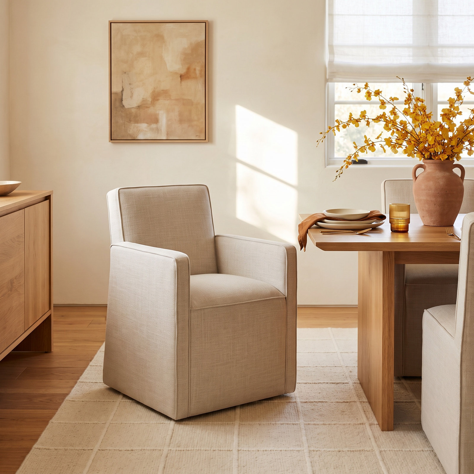 Henley Linen Dining Armchair, Performance Linen Effie Linen