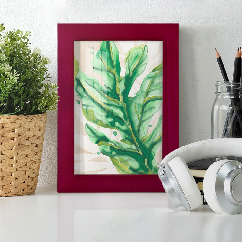 Parchment Palms IV - reproduction d'un seul cadre photo, Cadre rouge, H 6 po x l 4 po x P 1 po