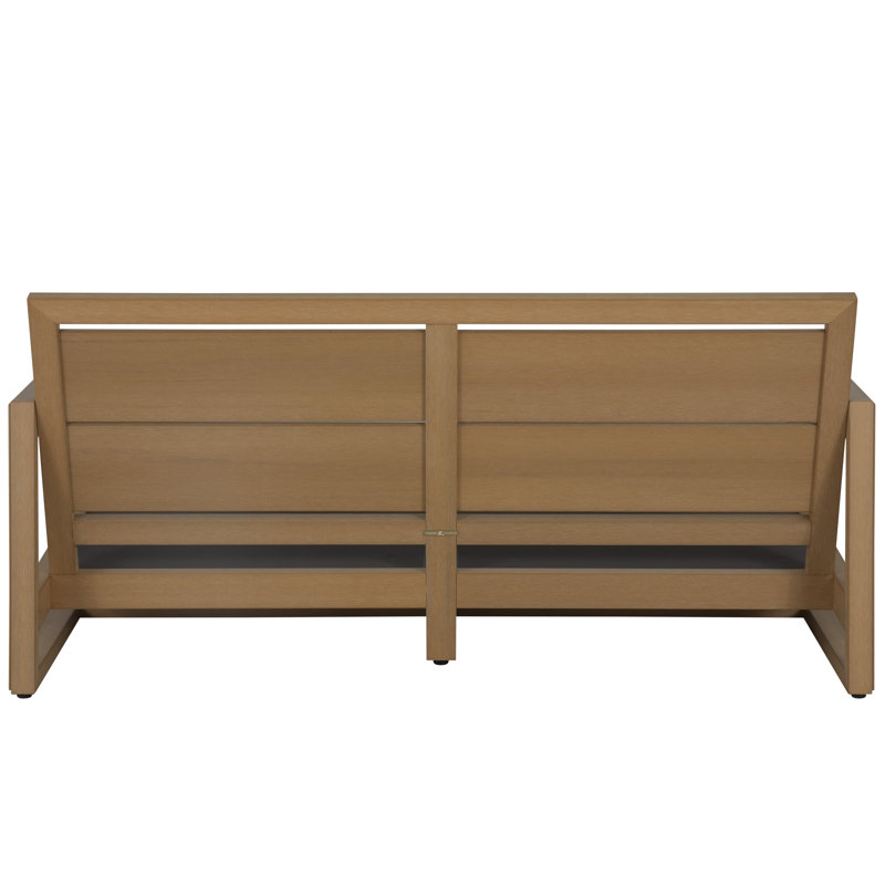Avondale N-Dura Wood Outdoor Loveseat, No Welt + Standard Fill, Linen Chambray, Natural N-Dura