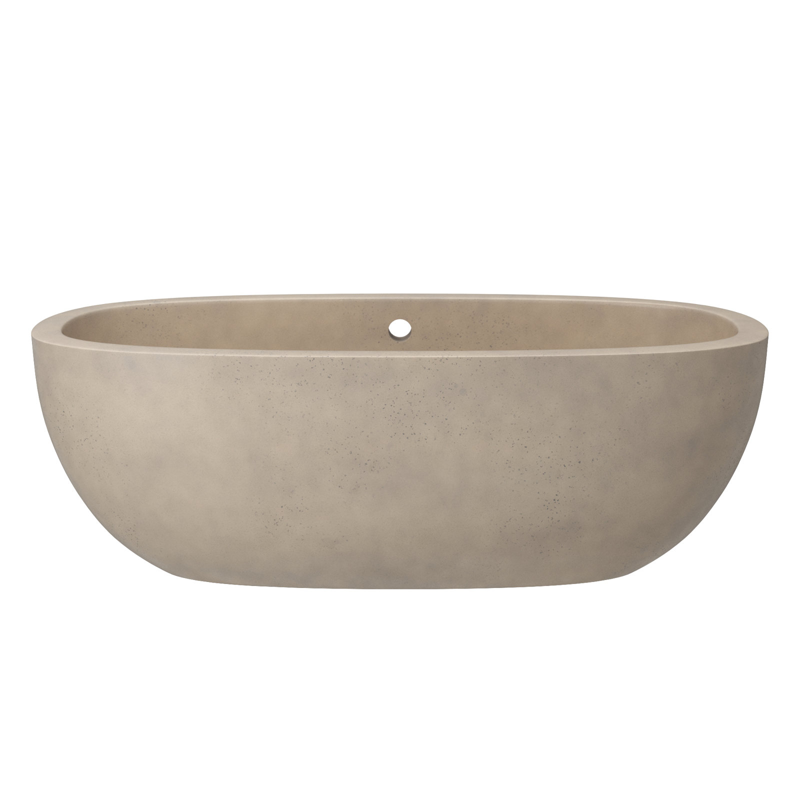 Avalon NativeStone Concrete Freestanding Oval Soaking Bathtub, 23" H x 36" W x 72" L, Sand
