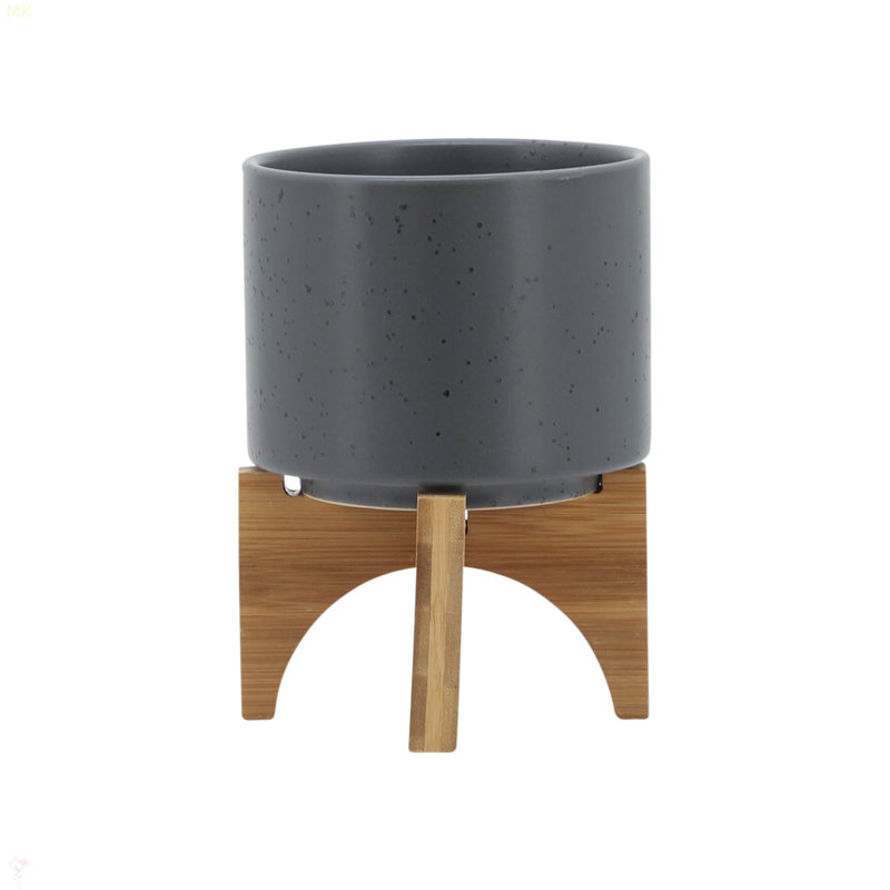 Jardinière avec support en bois, H 6,97 po x l 5,05 po x P 5,05 po, 1