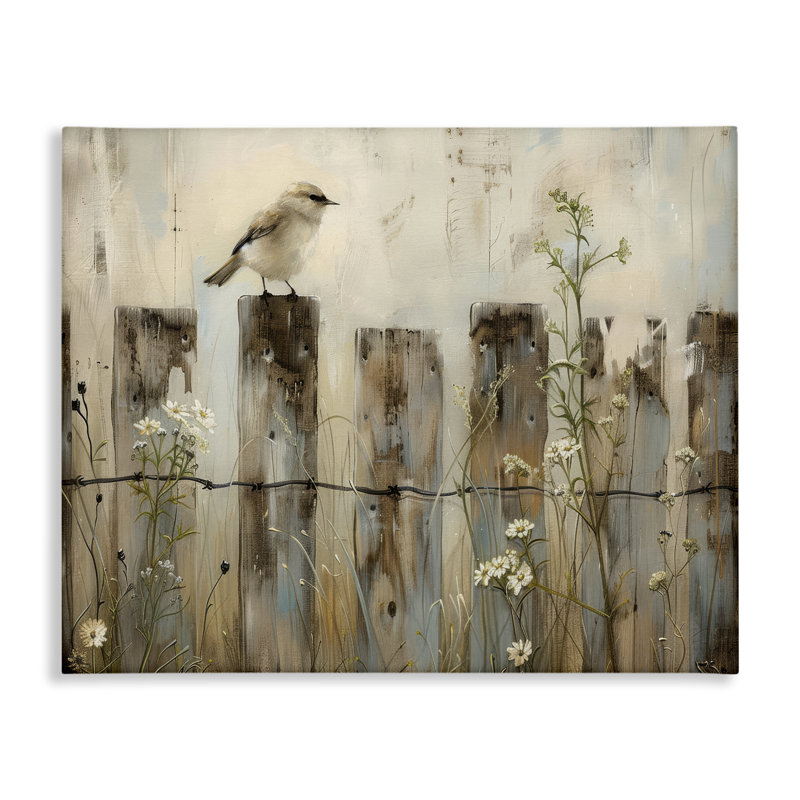  Art mural sur toile, "Clôture perchée à la campagne" par Arlington Prints, H 24 po x l 30 po