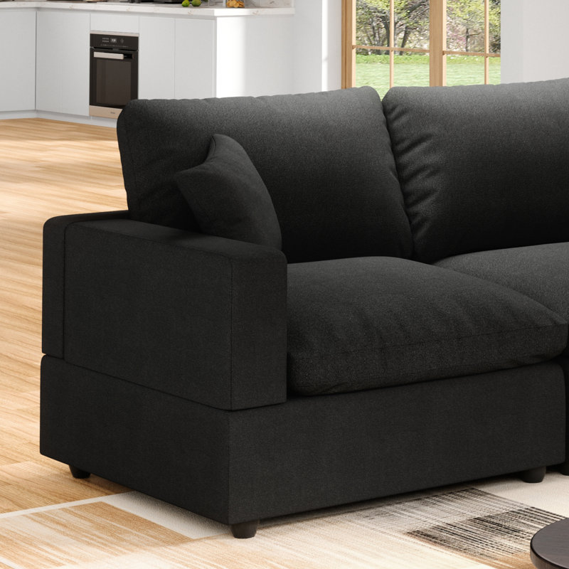4-Seater Sectional Sofa Comfy Cloud Couch for Living Room, Modern Upholstered Modular Sectional Sofa Convertible Deep Seat Sofa, Removable & Washable Cushion Covers