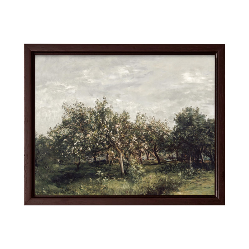 Charles-François Daubigny - Pommiers en fleurs, H 08 po x l 10 po, Canevas, Sans cadre