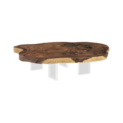 Floating Coffee Table with Acrylic Legs, Natural, Assorted