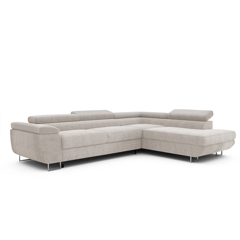 4 Seater Sofa Bed, Beige, Right Hand Facing
