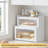 Double Layer Bamboo Bread Box For Kitchen Counter,Bread Holder,Countertop Bread Storage With Window (White)