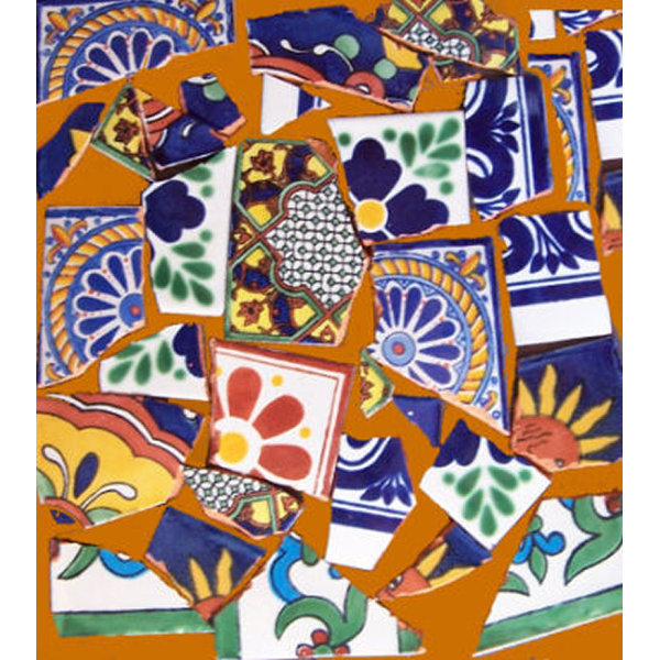 4.2" x 4.2" 5pcs TalaMex 5 Pounds Broken Pieces Talavera Ceramic Tile Mosaic Mural Art Mixed All Colors