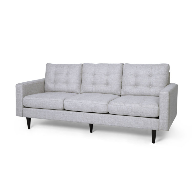 Cudahy 82.7" Tufted Sofa, Upholstered 3-Seater Sofa, Beige Fabric