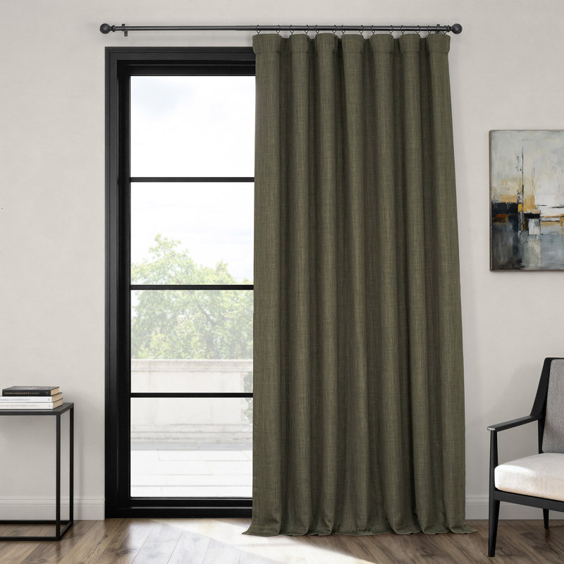 Ottis Textured Faux Linen Rod Pocket Room Darkening Curtains for Bedroom & Living Room Curtains - Single Panel Drapes