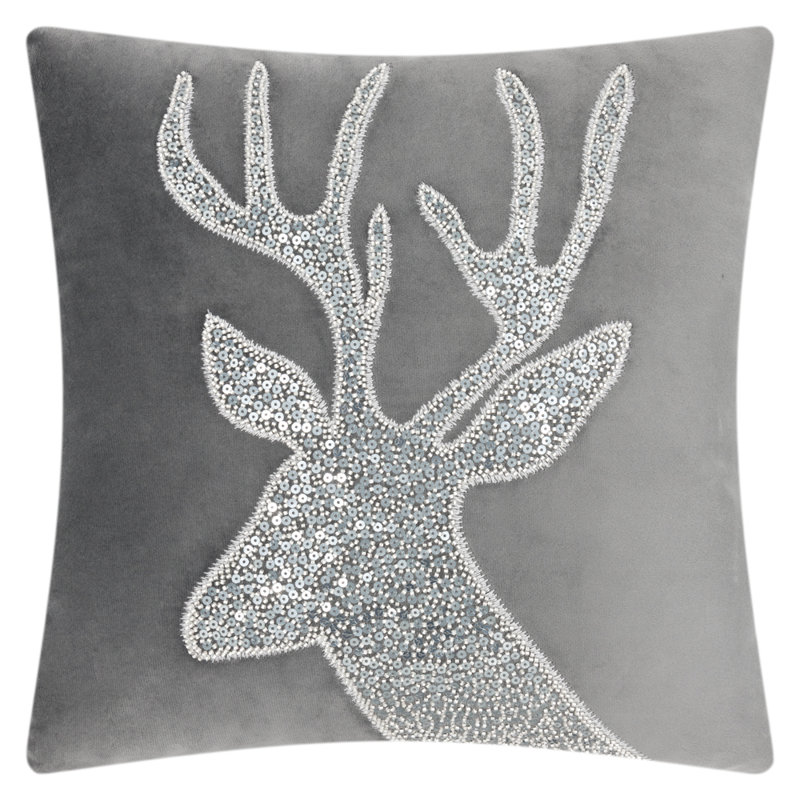  Sequined Polyester Pillow Cover, Gray