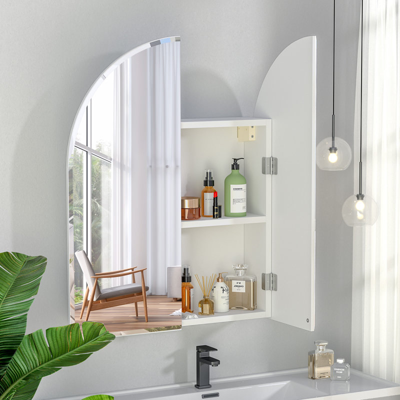 60 Wx 70 H cm Arched 2 Door Mirror Cabinet, 60 × 70 × 11.5 cm