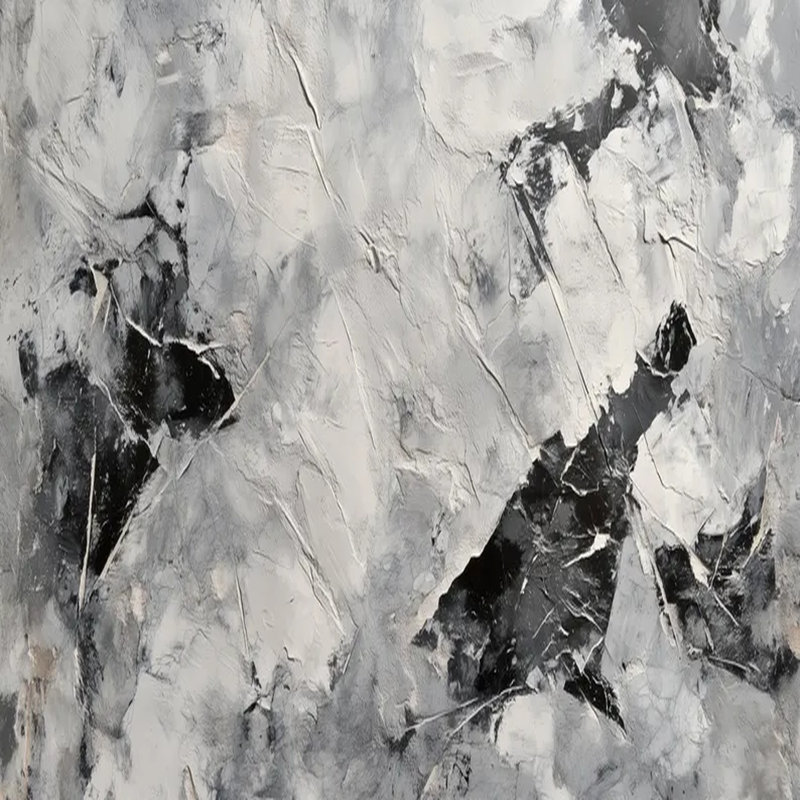 Murale abstraite monochrome texturée, L 108 po x l 96 po
