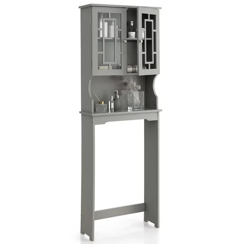 Rangement de salle de bain Red Barrel Studio avec tablettes réglables et portes, Gris