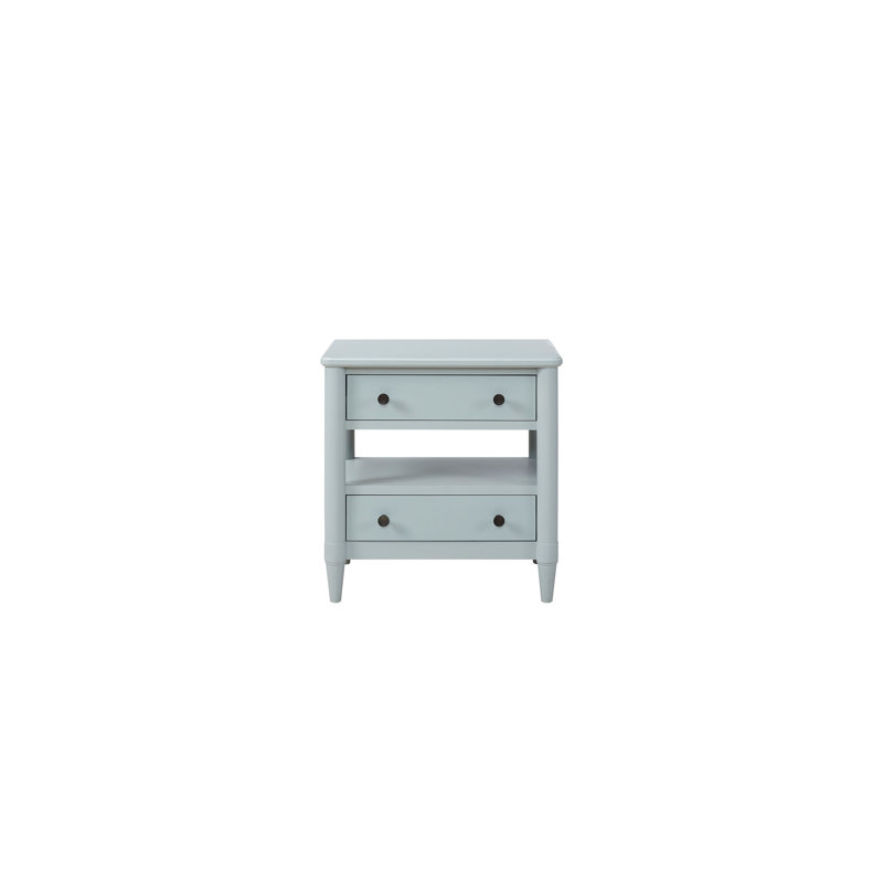 Table de chevet ouverte avec 2 tiroirs, Bleu clair