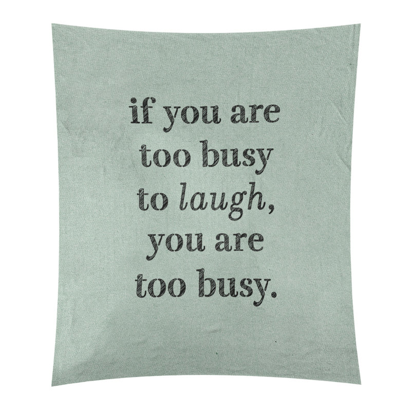 Tapisserie en polyester pour le temps pour les citations de rire, H 80 po x l 68 po, Vert / Noir