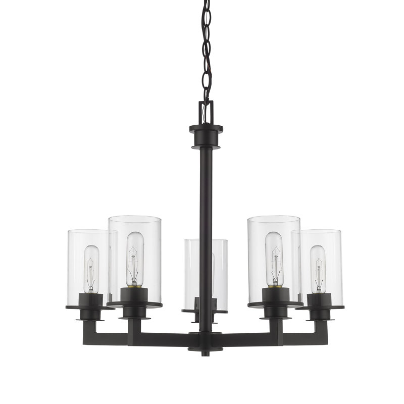 Lustre classique à 5 lumières à abat-jour Attah, Bronze