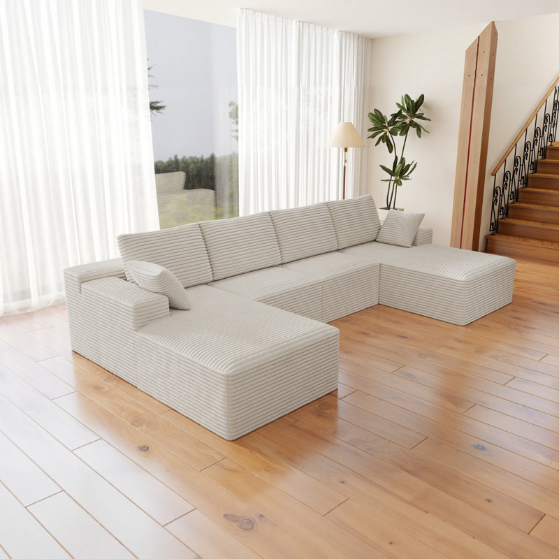 Canapé modulaire sans assemblage, velours côtelé moelleux, design moderne pour la maison