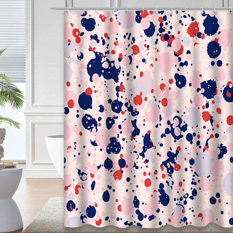 Rideau de douche abstrait abstrait avec 12 crochets, 72" L x 84" W