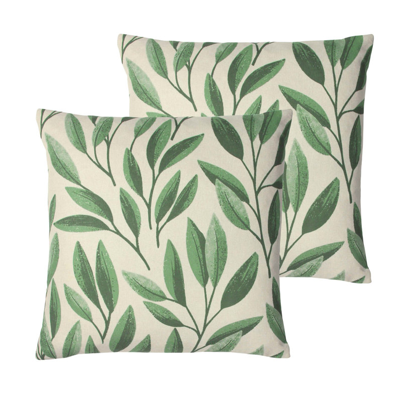 Floral Square Throw Cushion, 45cm H x 45cm W x 16cm D, Forest Green