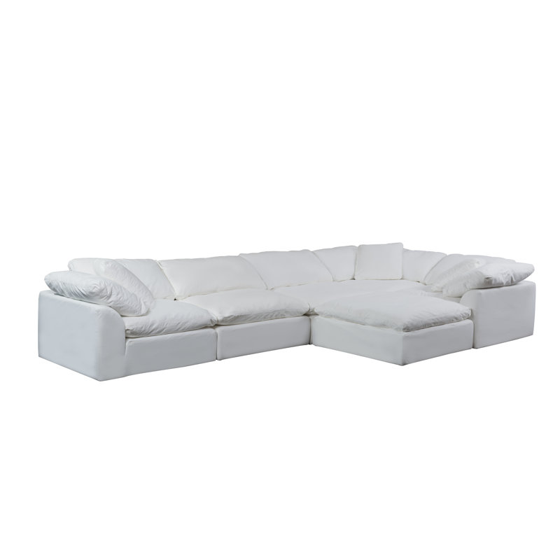 Canapé modulaire de coin surdimensionné de 6 pièces avec méridienne réversible avec repose-pieds et repose-pieds réversible de 176 po inspiré des nuages | Tissu performance lavable résistant à l'eau et résistant aux taches | Canapé à bourre de duvet profond | Coussins moelleux, conception moderne    