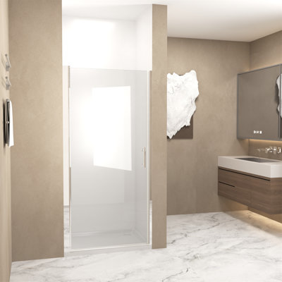 25-24-inch Chrome Aluminum Half-frame Pivot Shower Door