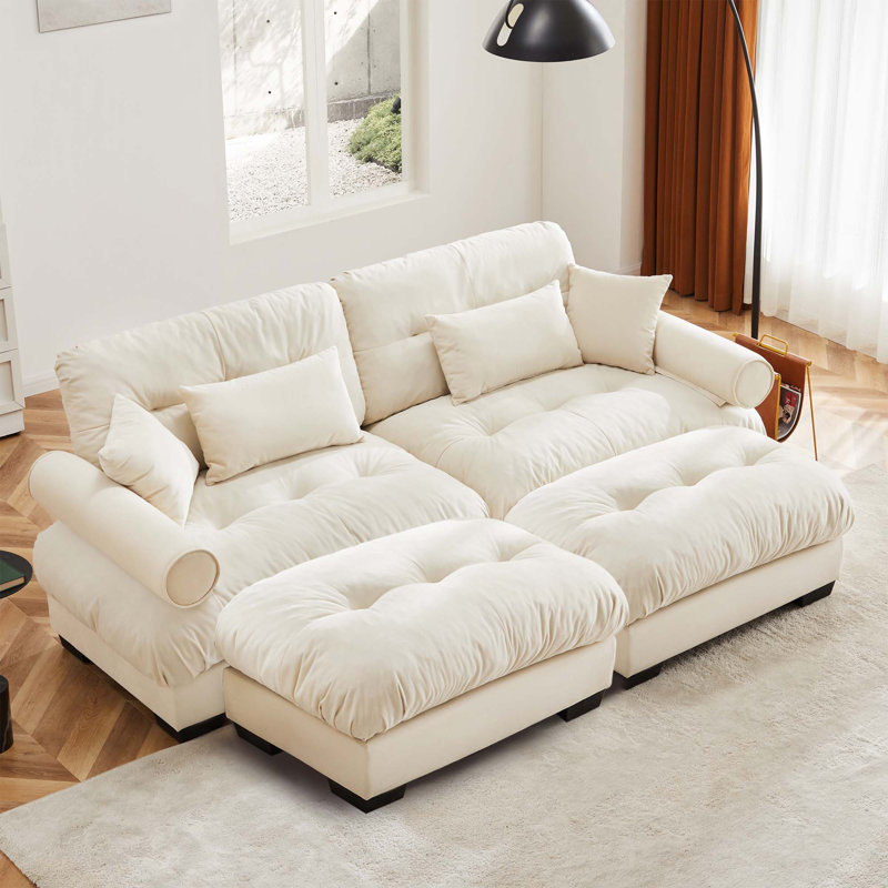 91" Oversized Upholstered Chaise Lounge Indoor, Beige