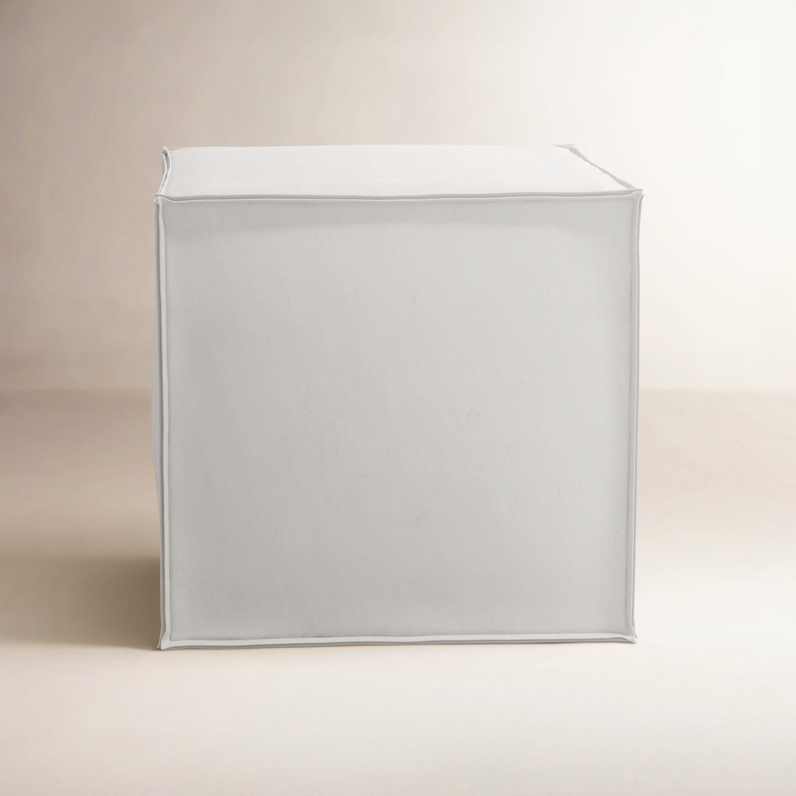Tillie Upholstered Pouf, Bella Light Gray Performance Velvet
