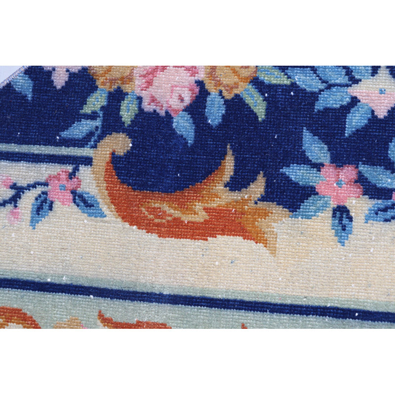 Tapis turc rétro vintage bleu - Petit tapis antidérapant pour le bureau ou la chambre à coucher