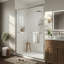 Porte de douche coulissante semi-encadrée en nickel brossé avec verre transparent-121738585