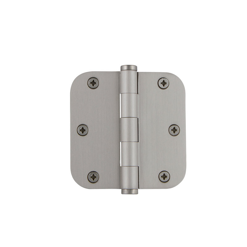 3.5'' x 3.5'' Brass Butt Bearing Hinge, Satin Nickel
