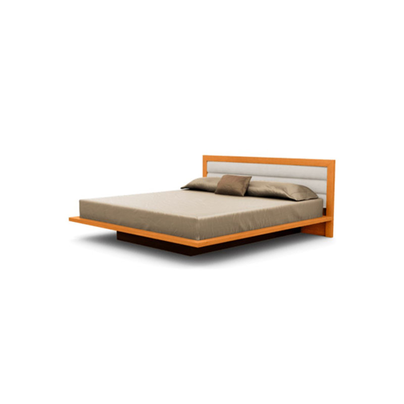 Moduluxe Upholstered Bed, King, Onyx, Natural Cherry