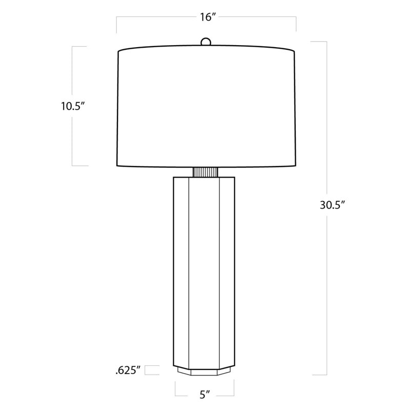 Hexagonal Alabaster Table Lamp with Linen Shade