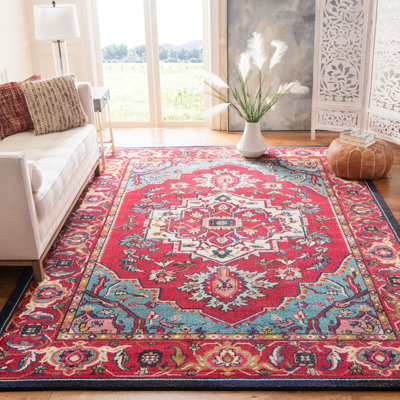 Tapis oriental rouge vif Llelend