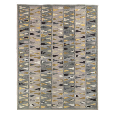 Scandinavian Hand Knotted Wool Geometric Area Rug