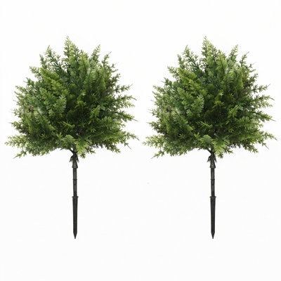 2 buissons topiaires artificiels pour l'extérieur avec des arbustes artificiels en forme de boule de buis résistants aux rayons UV pour l'intérieur et l'extérieur