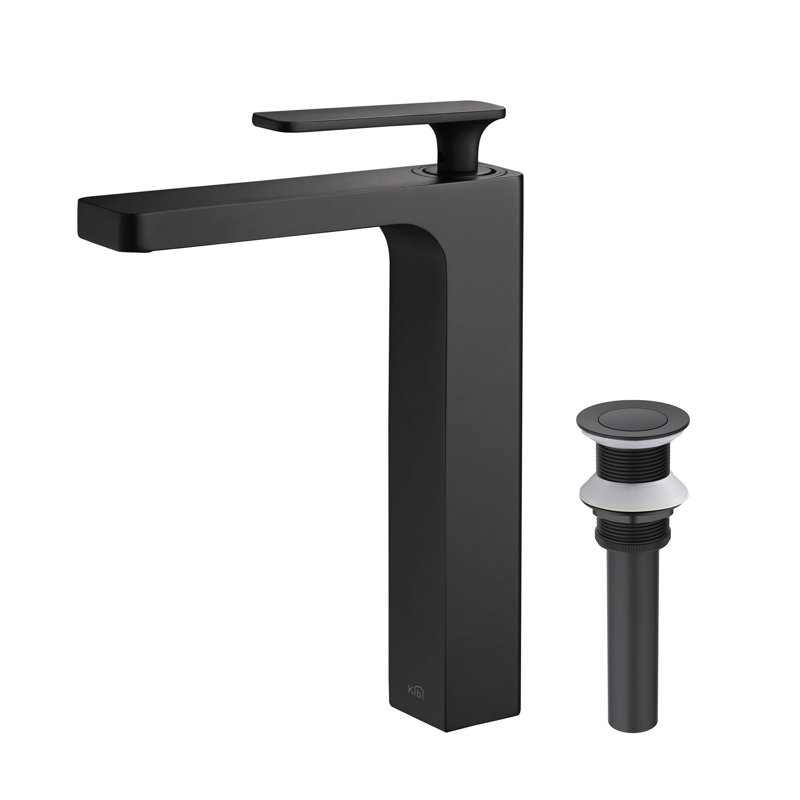 Robinet de salle de bain Infinity, Noir mat, Avec drain escamotable